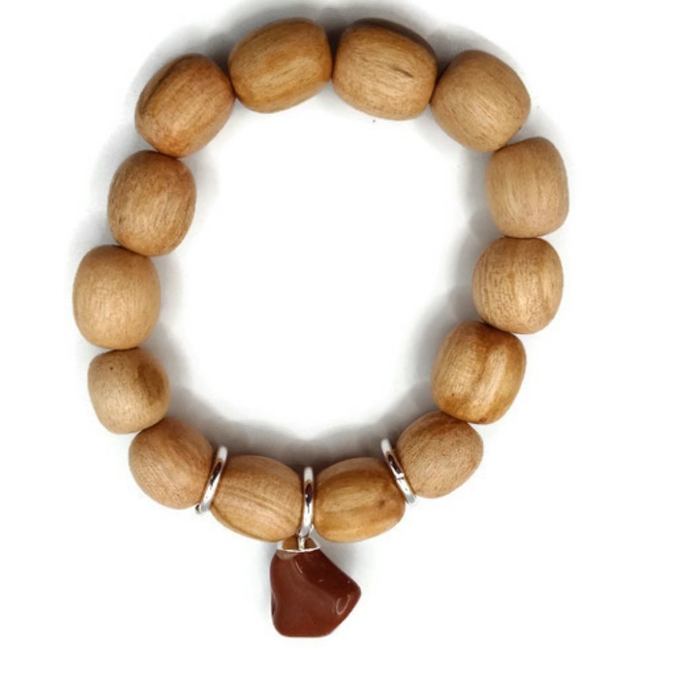 Handmade Peruvian Bracelet of Sacred Palo Santo and Energizing Stone